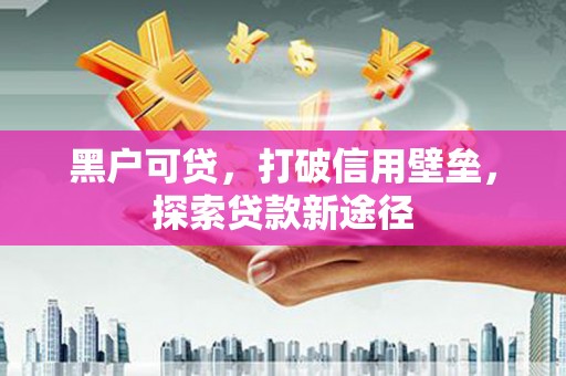 崖州黑户可贷，打破信用壁垒，探索贷款新途径