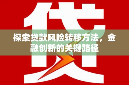 崖州探索贷款风险转移方法，金融创新的关键路径
