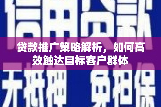 崖州贷款推广策略解析，如何高效触达目标客户群体