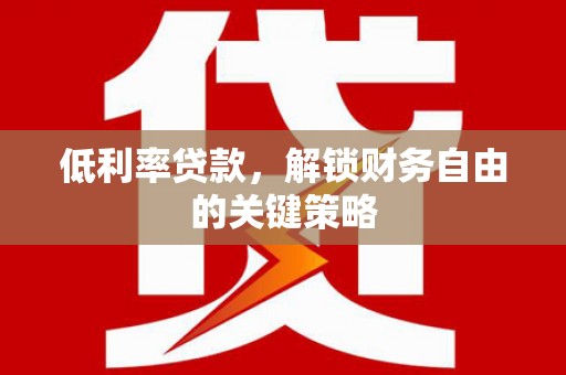 崖州低利率贷款，解锁财务自由的关键策略