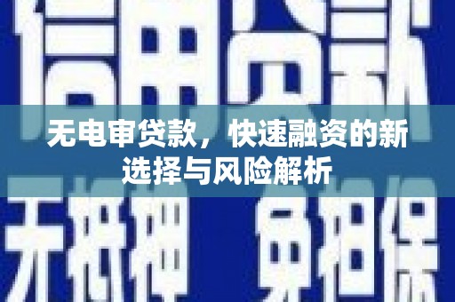 崖州无电审贷款，快速融资的新选择与风险解析