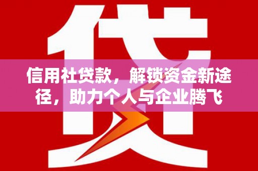 崖州信用社贷款，解锁资金新途径，助力个人与企业腾飞