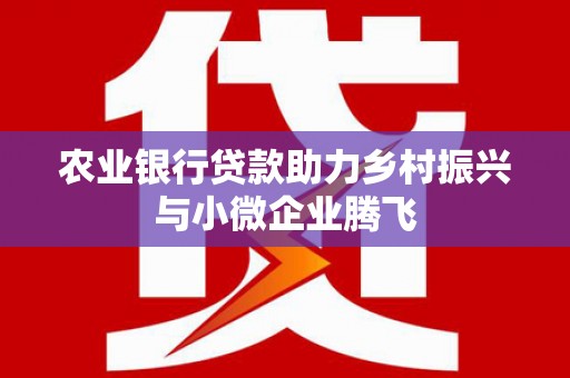 崖州农业银行贷款助力乡村振兴与小微企业腾飞