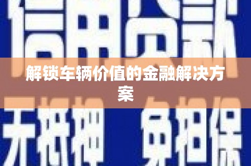 崖州解锁车辆价值的金融解决方案