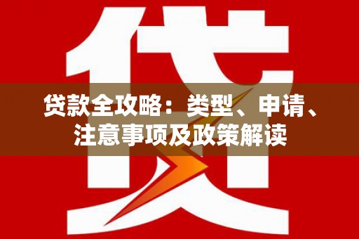 崖州贷款全攻略：类型、申请、注意事项及政策解读